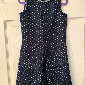 BROOKS BROTHERS Elegant Navy Kids Dress with Floral Accents